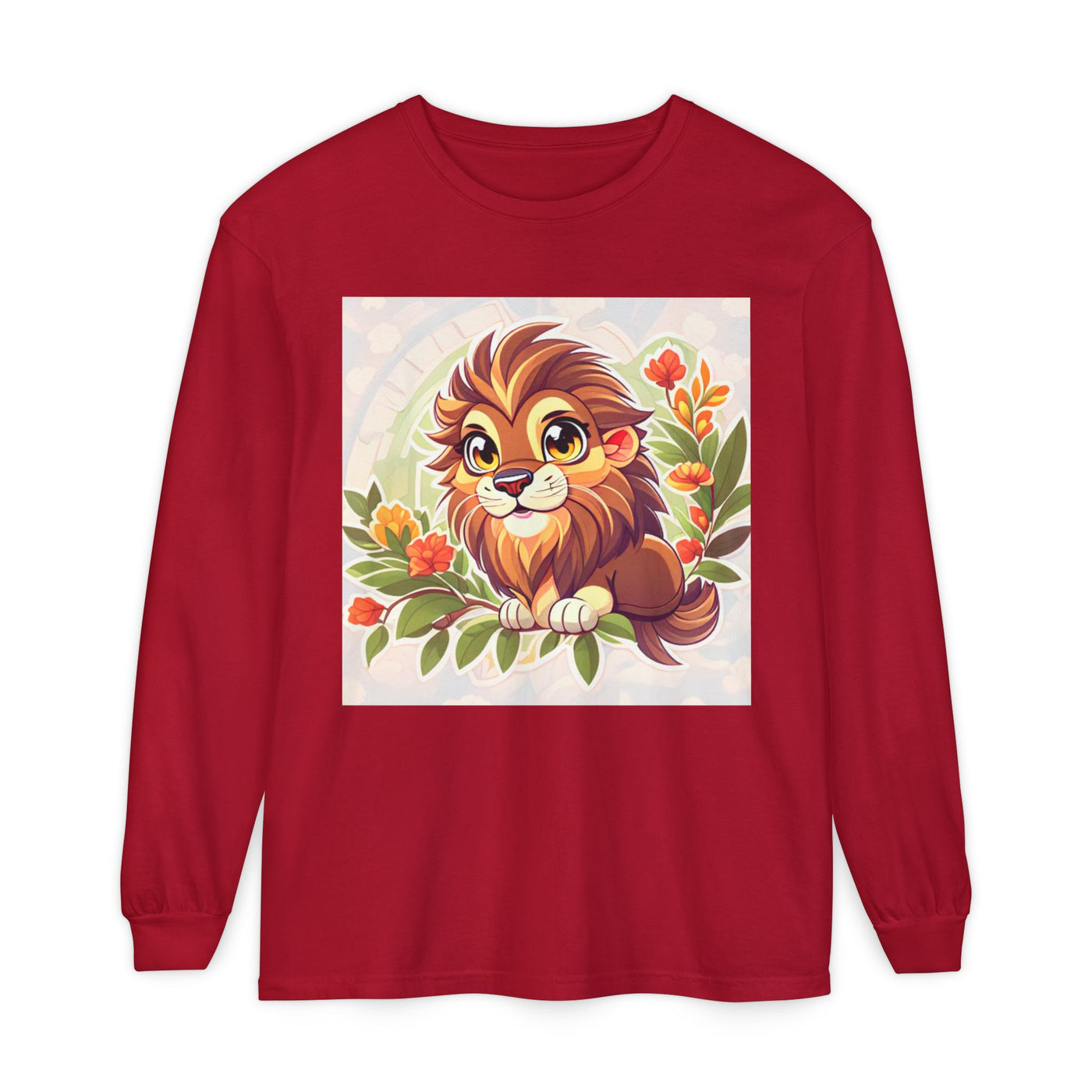 Adorable Lion Graphic Long Sleeve T-Shirt, Animal Lover Tee, Cute Gift for Kids & Toddlers, Birthday & Holiday Apparel, Nature Theme