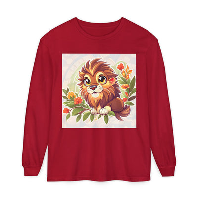 Adorable Lion Graphic Long Sleeve T-Shirt, Animal Lover Tee, Cute Gift for Kids & Toddlers, Birthday & Holiday Apparel, Nature Theme