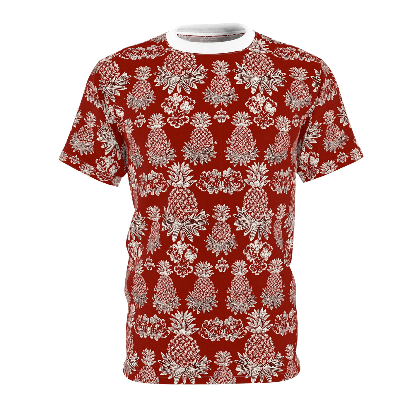 Pineapple Pattern All-Over Print Tee — Tropical Floral Red AOP Shirt