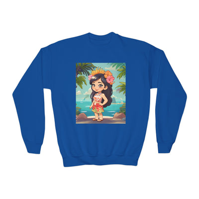 Hawaiian Hula Girl Youth Crewneck Sweatshirt