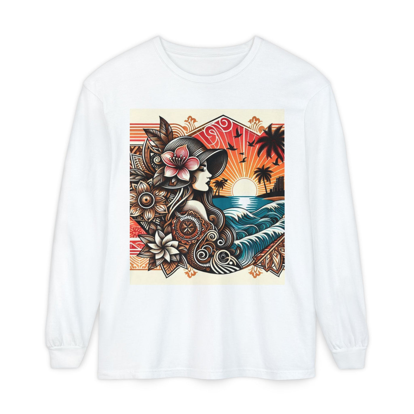 Hawaiian Sunset Floral Long Sleeve Tee