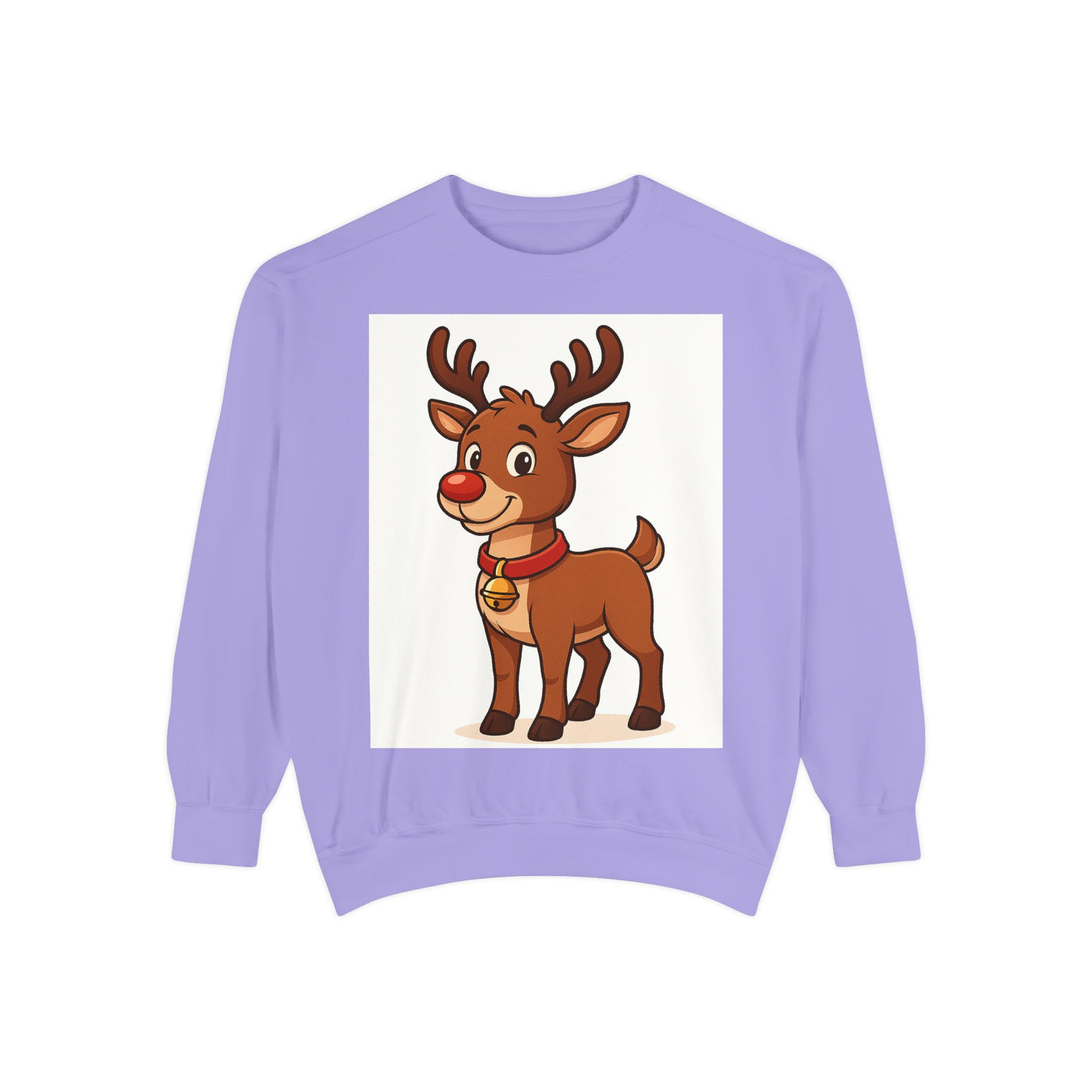 Reindeer Graphic Sweatshirt – Cute Cartoon Rudolph Christmas Pullover
