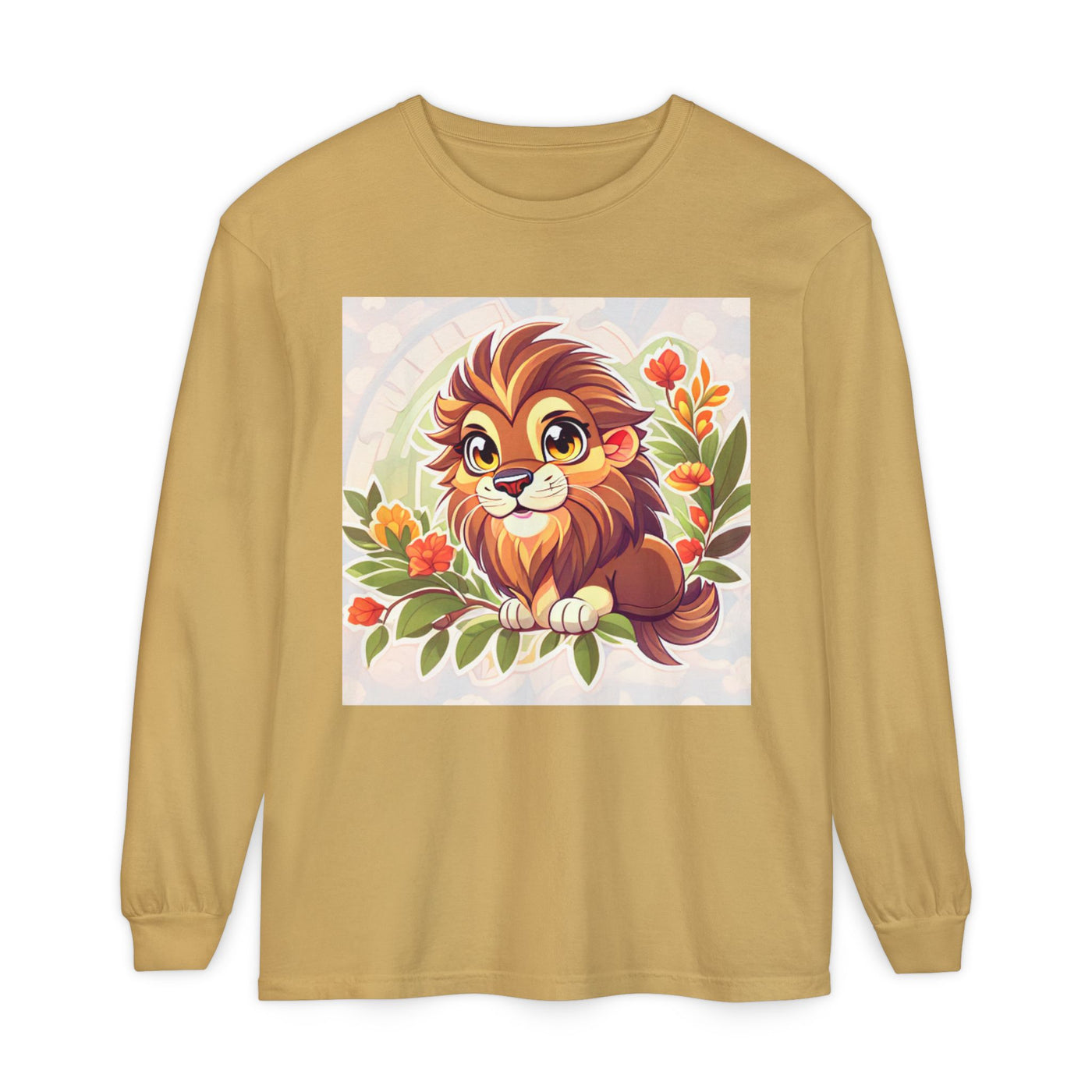 Adorable Lion Graphic Long Sleeve T-Shirt, Animal Lover Tee, Cute Gift for Kids & Toddlers, Birthday & Holiday Apparel, Nature Theme