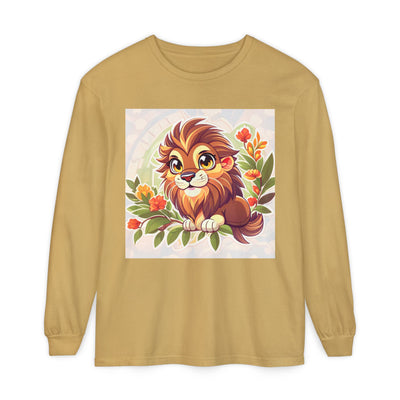 Adorable Lion Graphic Long Sleeve T-Shirt, Animal Lover Tee, Cute Gift for Kids & Toddlers, Birthday & Holiday Apparel, Nature Theme