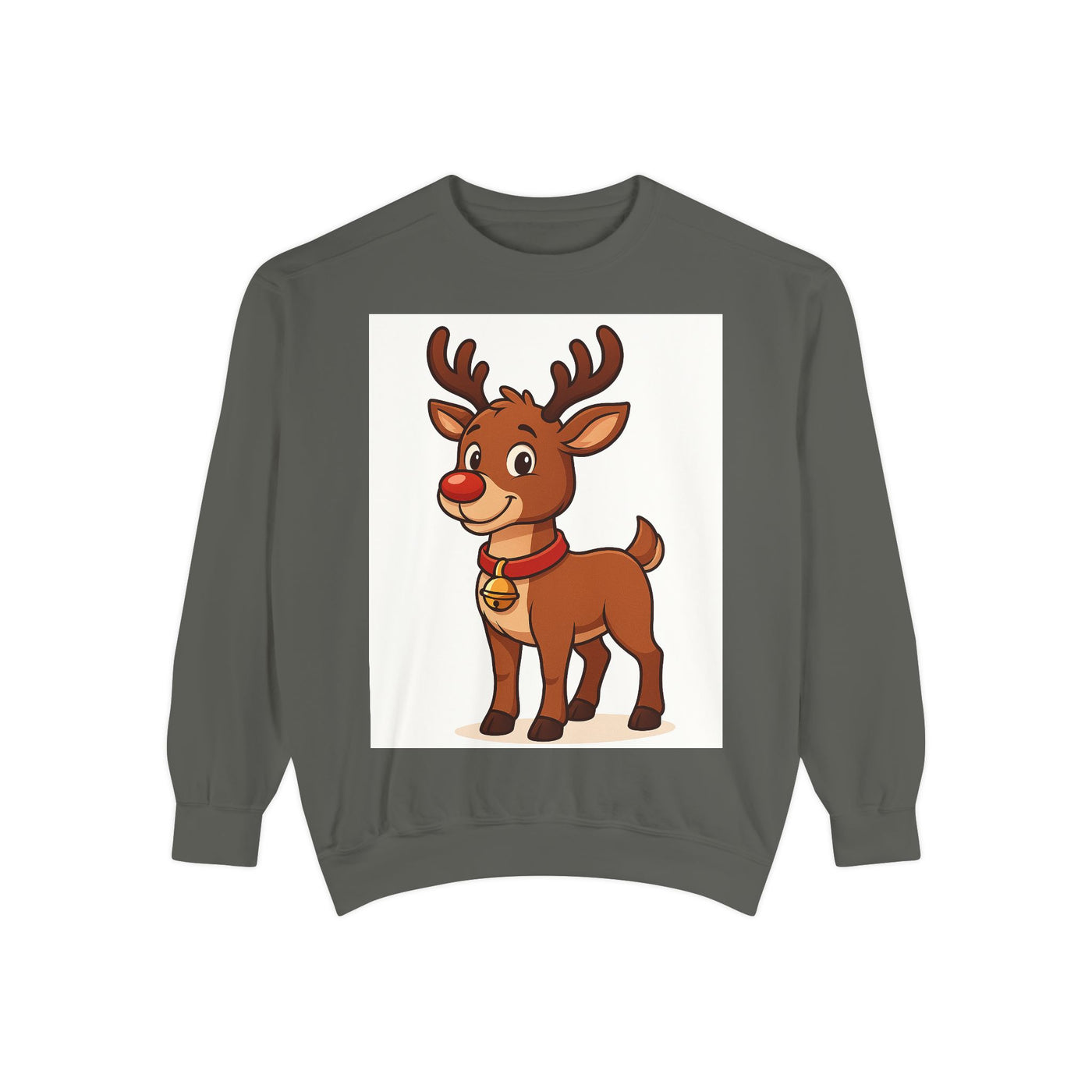 Reindeer Graphic Sweatshirt – Cute Cartoon Rudolph Christmas Pullover