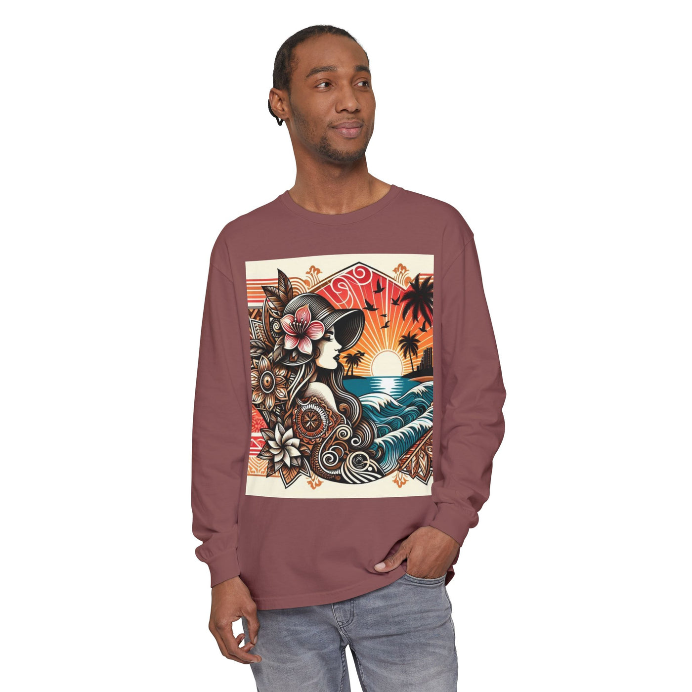Hawaiian Sunset Floral Long Sleeve Tee
