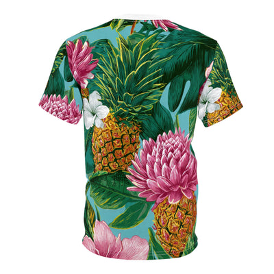 Tropical Pineapple Floral Tee — All-Over Print Hawaiian Shirt
