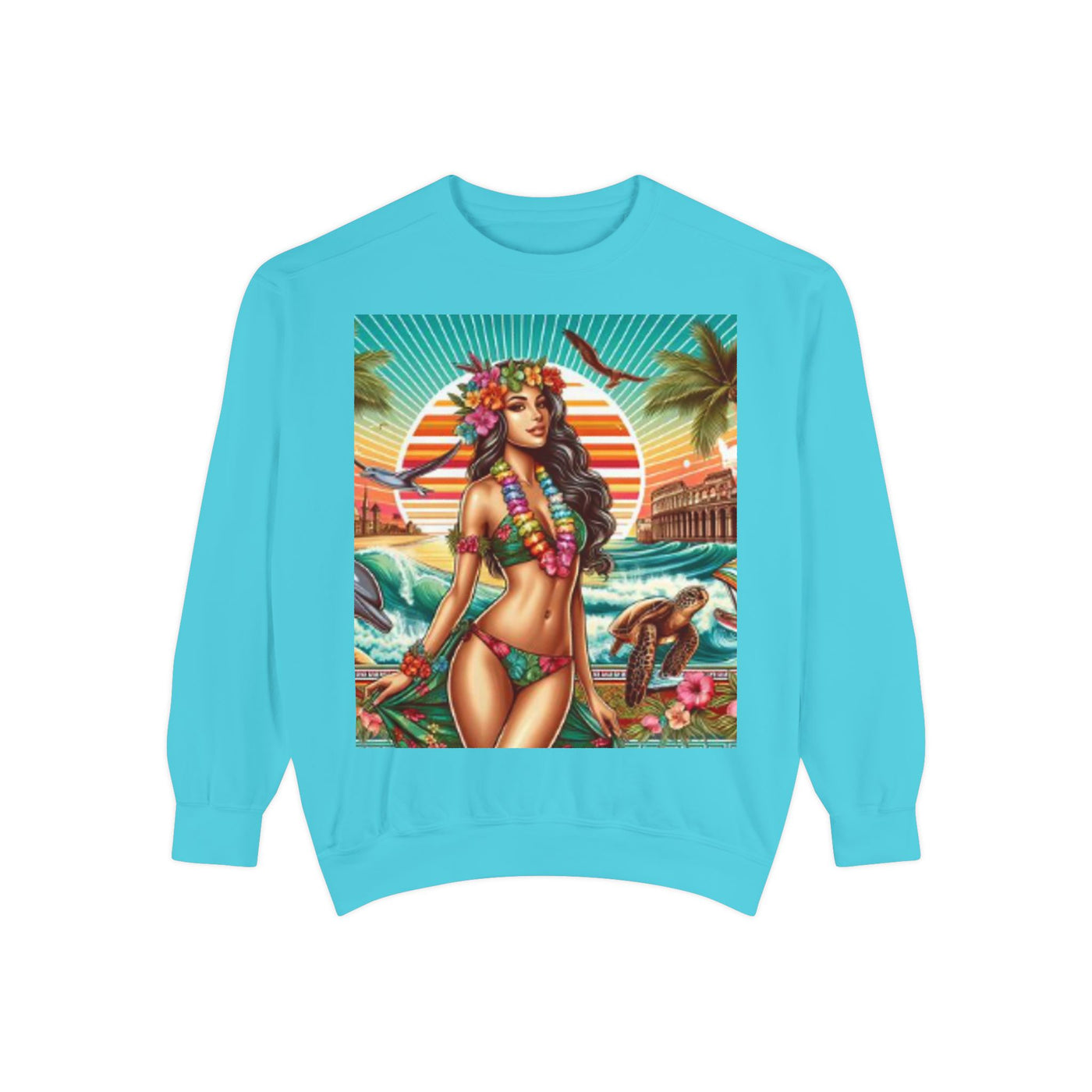 Tropical Vibe Sweatshirt - Beachy Casual Wear, Summer Outfits, Holiday Gift, Beach Lover Apparel, Colorful Graphic Design
