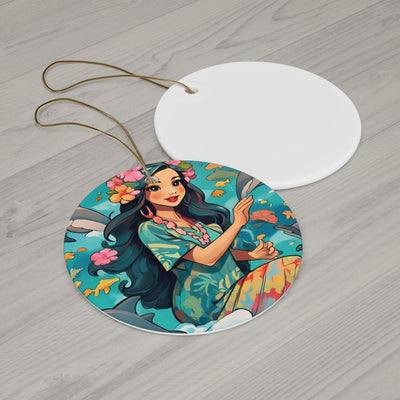 Hawaiian Fairy Ceramic Ornament | Floral Decoration, Christmas, Home Decor, Unique Gift, Holiday Ornament
