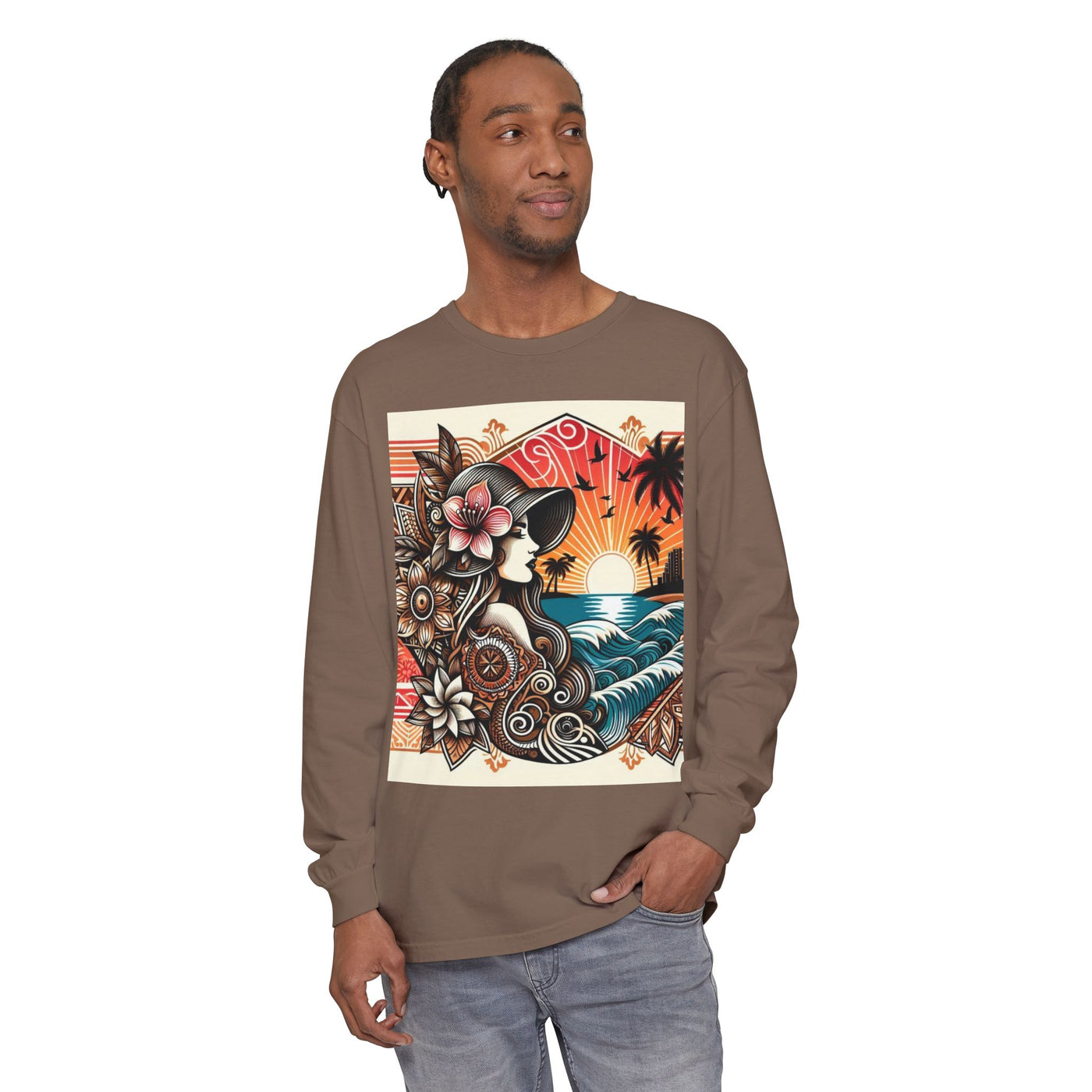 Hawaiian Sunset Floral Long Sleeve Tee