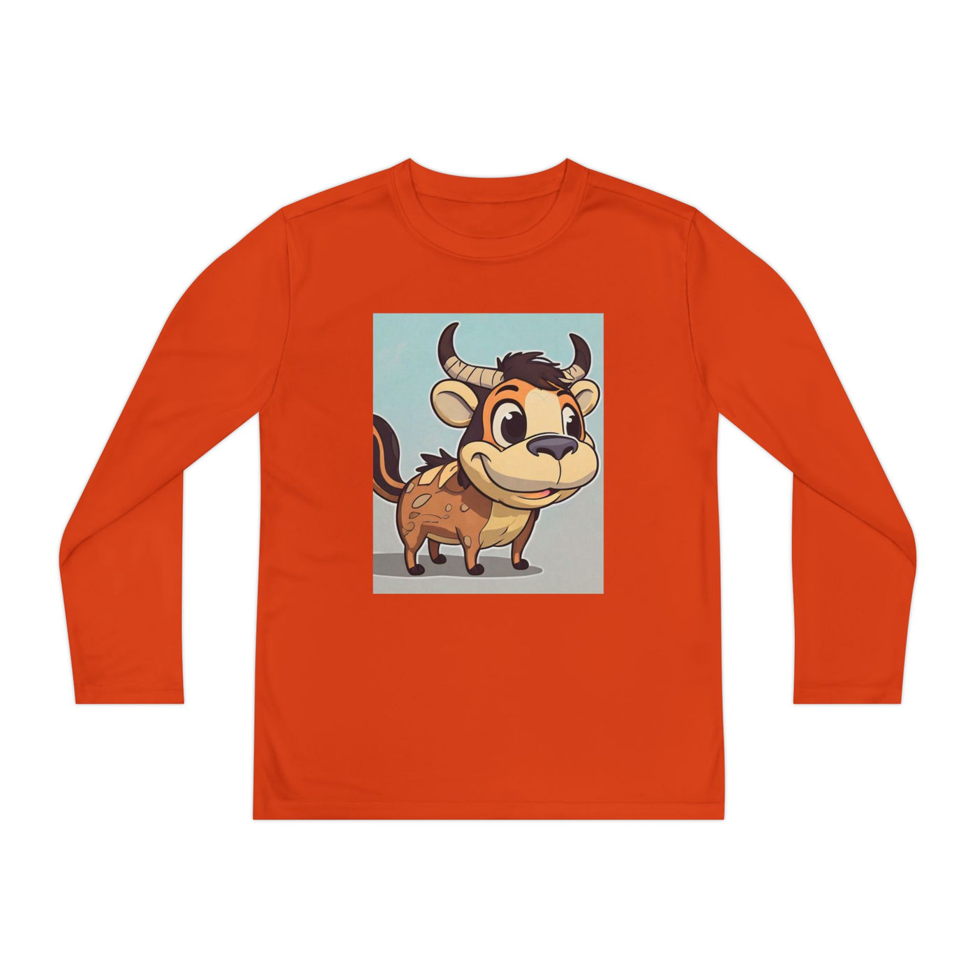 Kids Long Sleeve Tee — Cute Cartoon Bull Graphic