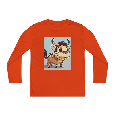 Kids Long Sleeve Tee — Cute Cartoon Bull Graphic