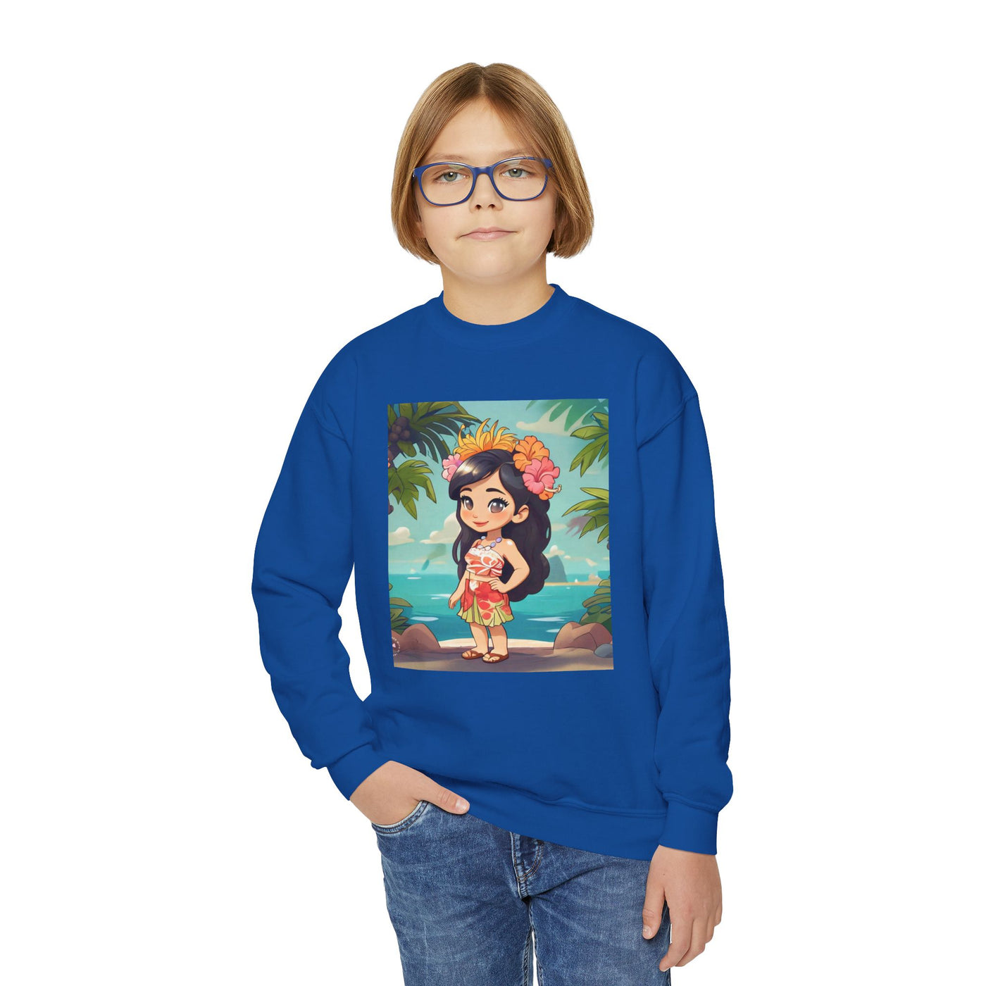 Hawaiian Hula Girl Youth Crewneck Sweatshirt