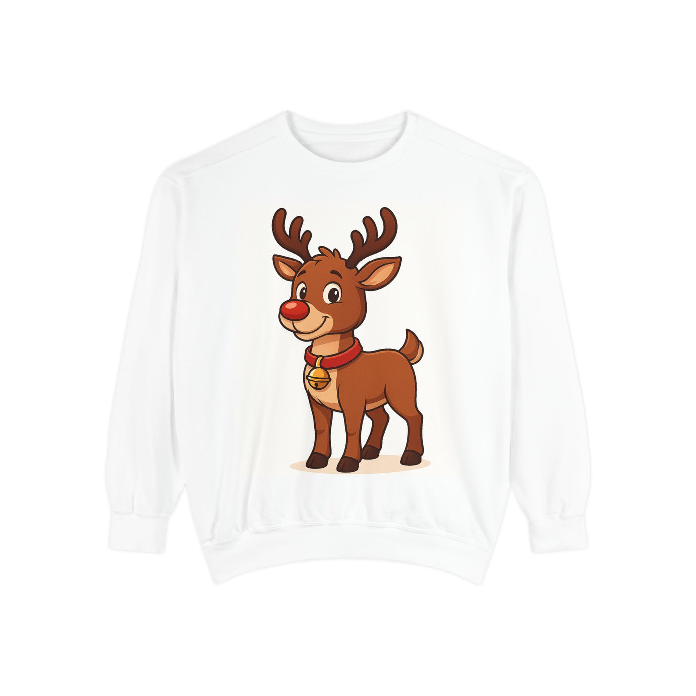 Reindeer Graphic Sweatshirt – Cute Cartoon Rudolph Christmas Pullover