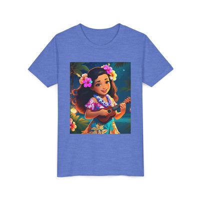 Hawaiian Melody Youth Tee, Tropical Short Sleeve Shirt, Fun Summer Kids Top, Vacation Outfit, Luau Party Wear