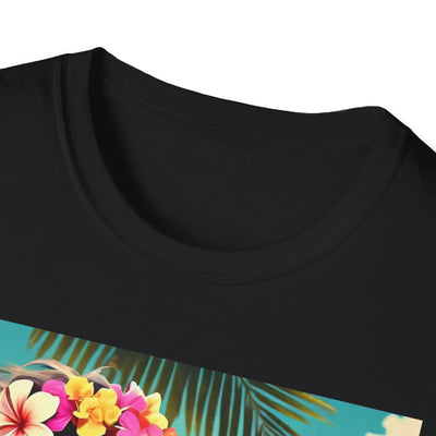 Tropical Dolphin Graphic Tee | Relaxed Vibe, Vacation Wear, Beach Party, Gift for Nature Lovers, Summer Fun
