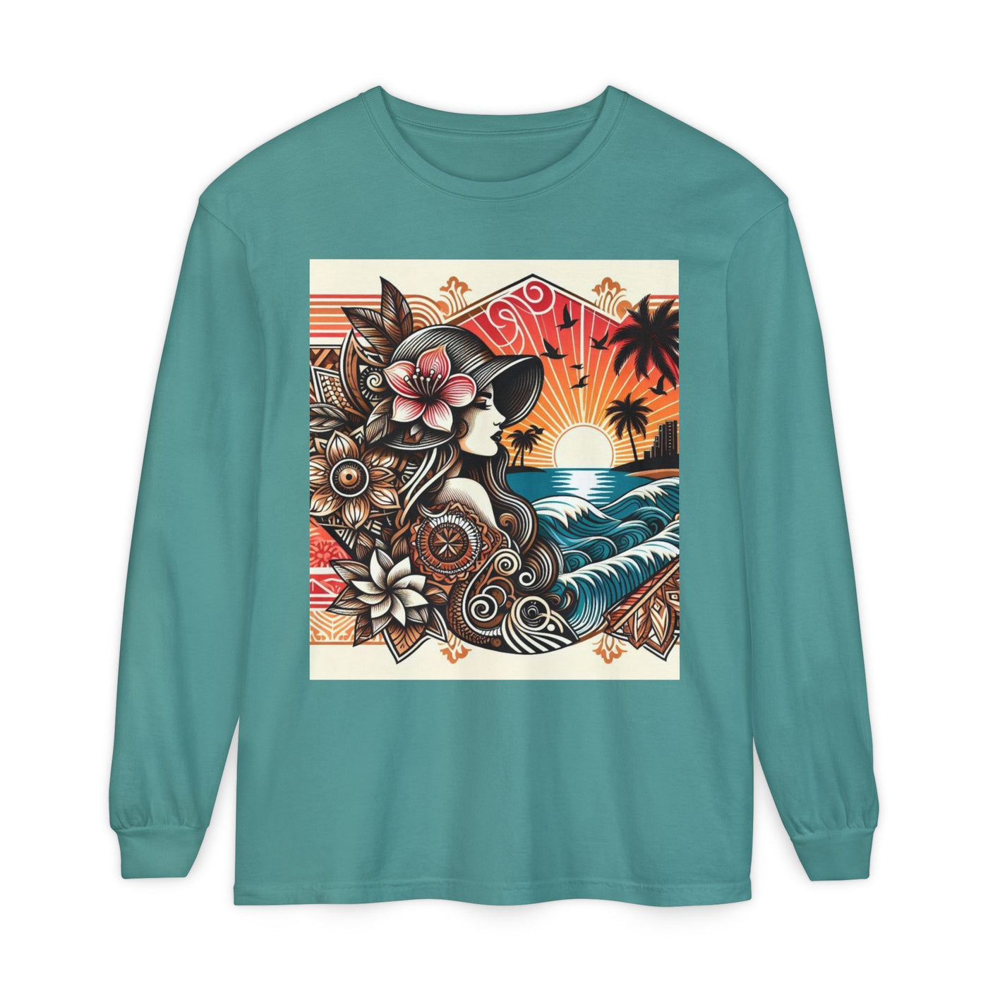 Hawaiian Sunset Floral Long Sleeve Tee