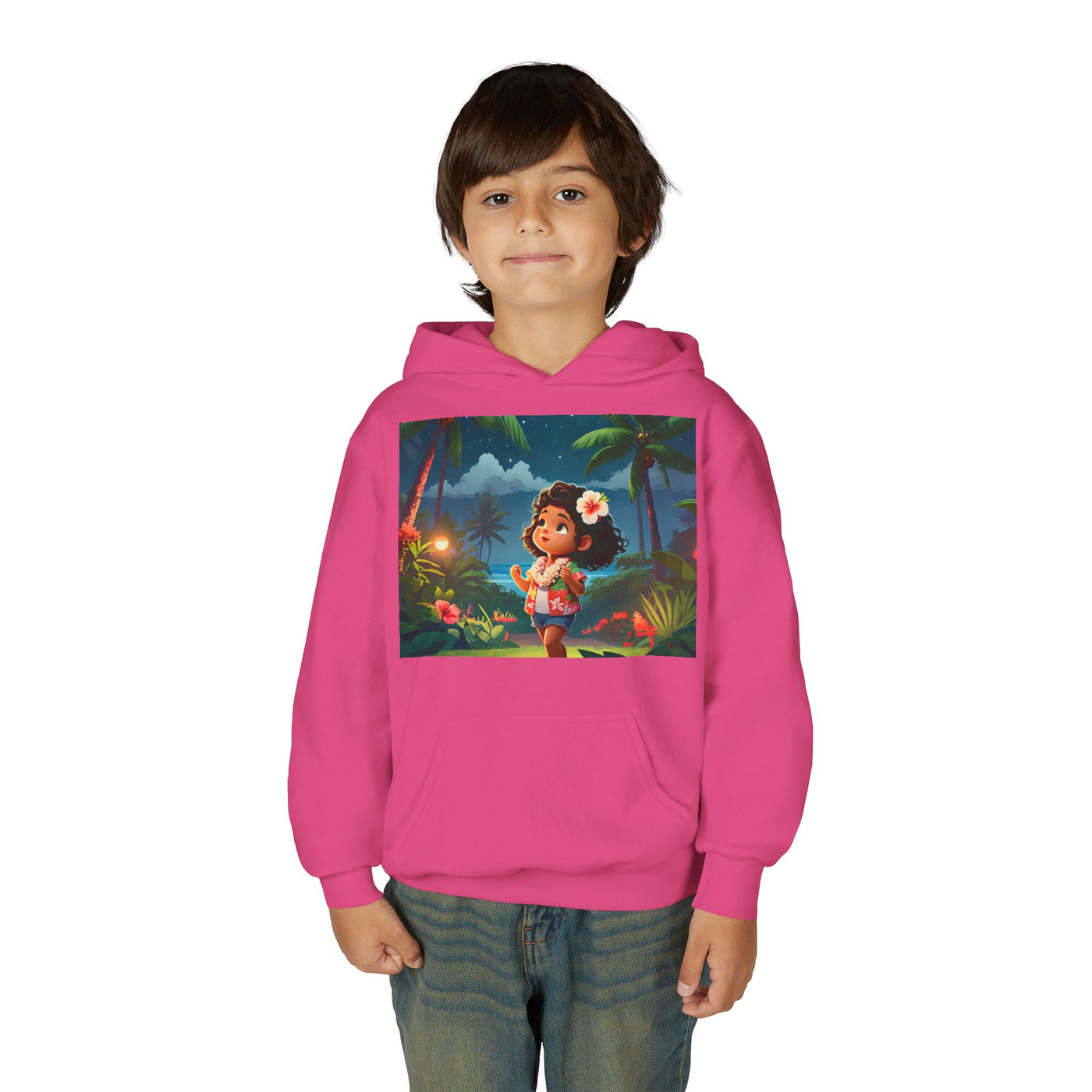 Children's Adventure Hoodie featuring Enchanted Island Scene, Cozy Sweatshirt for Kids, Perfect for Play, Gifts, and Camping