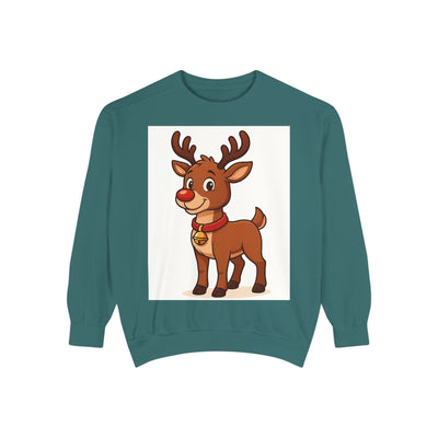 Reindeer Graphic Sweatshirt – Cute Cartoon Rudolph Christmas Pullover