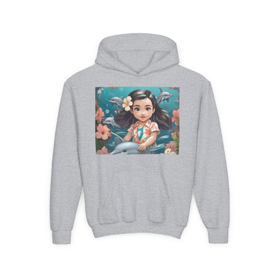 Dolphin Dreams Youth Hoodie - Cute Character Design, Perfect for Gifts, Kids Clothing, Ocean Vibes, Seasonal Wear