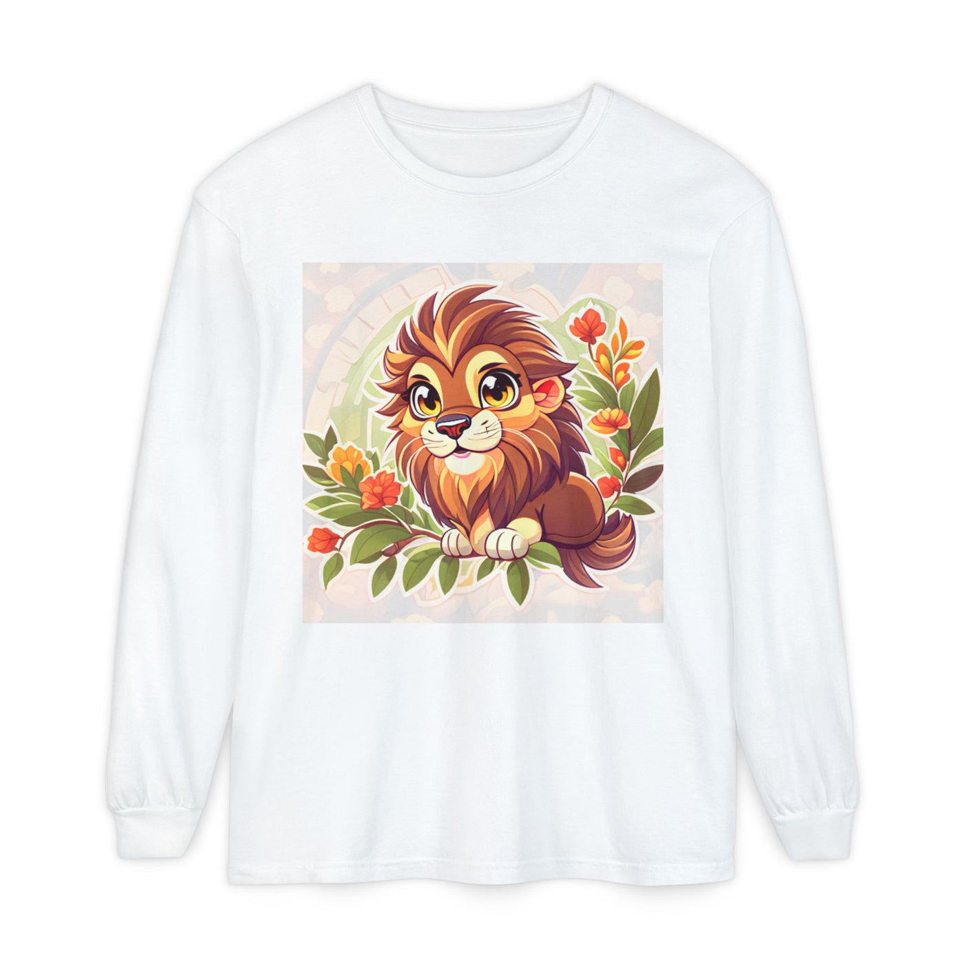 Adorable Lion Graphic Long Sleeve T-Shirt, Animal Lover Tee, Cute Gift for Kids & Toddlers, Birthday & Holiday Apparel, Nature Theme