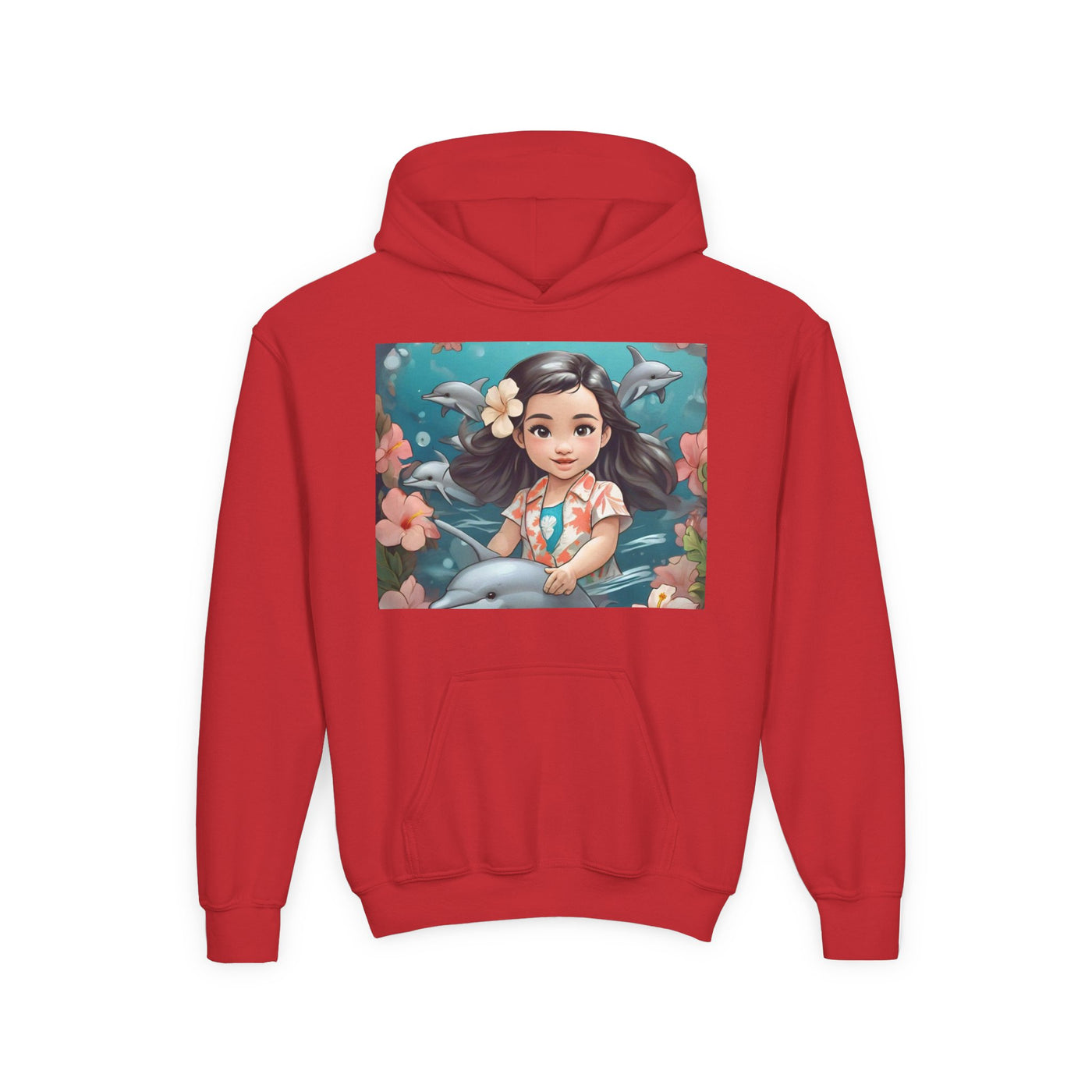 Dolphin Dreams Youth Hoodie - Cute Character Design, Perfect for Gifts, Kids Clothing, Ocean Vibes, Seasonal Wear