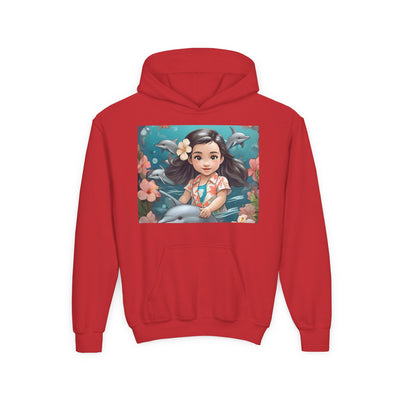 Dolphin Dreams Youth Hoodie - Cute Character Design, Perfect for Gifts, Kids Clothing, Ocean Vibes, Seasonal Wear