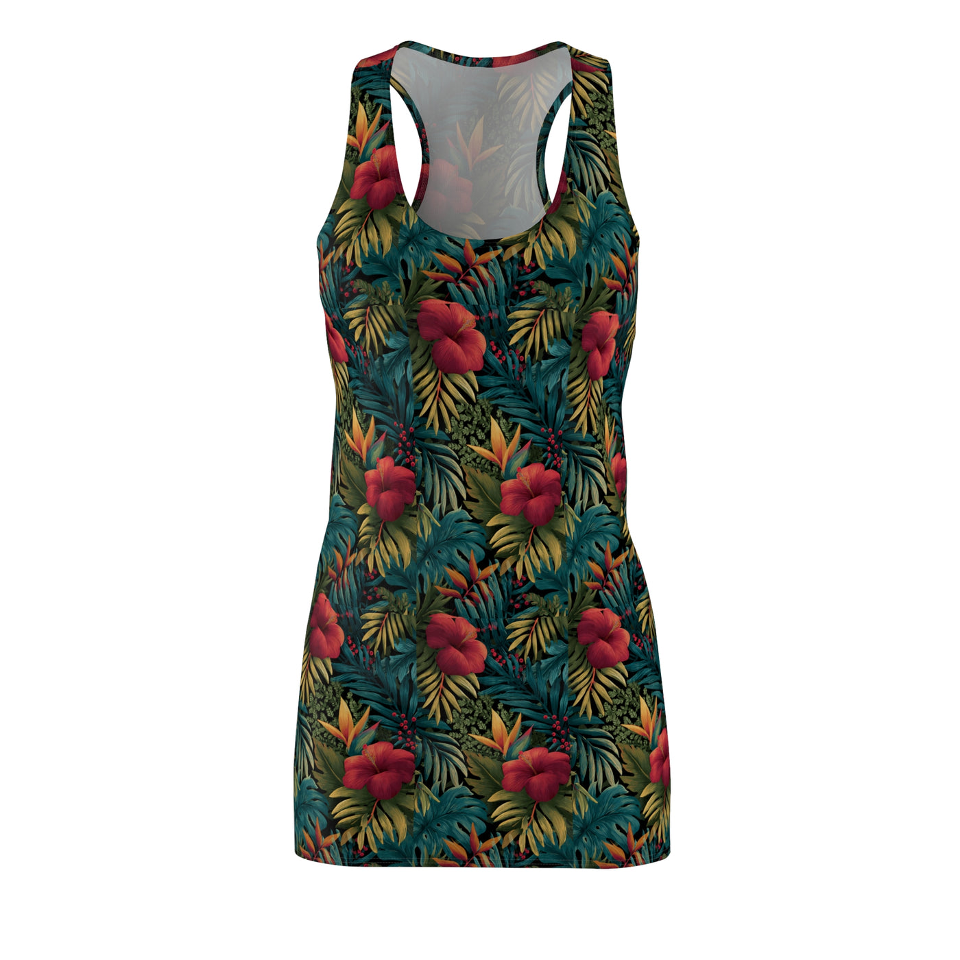 Tropical Hibiscus Racerback Dress — Floral All-Over Print Sundress