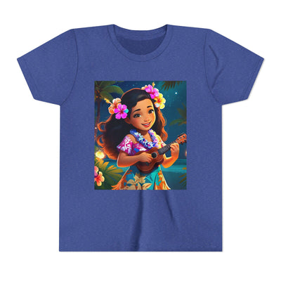 Hawaiian Melody Youth Tee, Tropical Short Sleeve Shirt, Fun Summer Kids Top, Vacation Outfit, Luau Party Wear