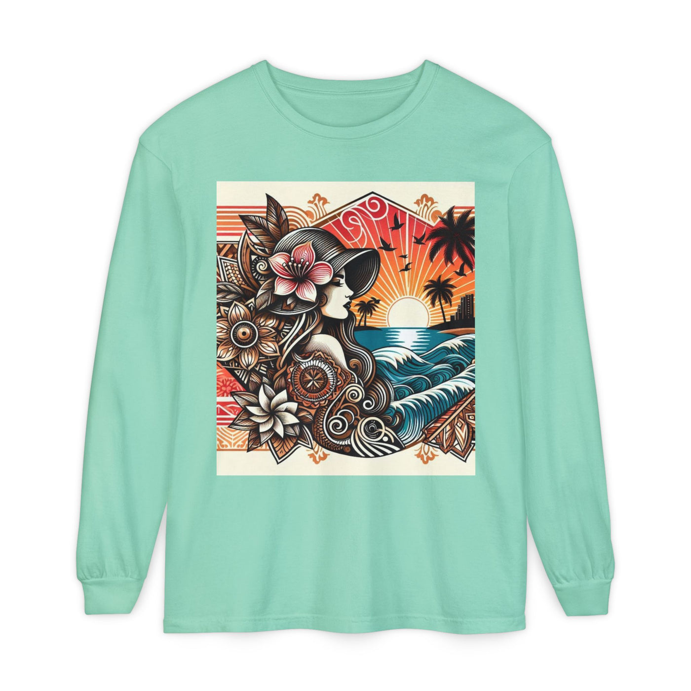 Hawaiian Sunset Floral Long Sleeve Tee