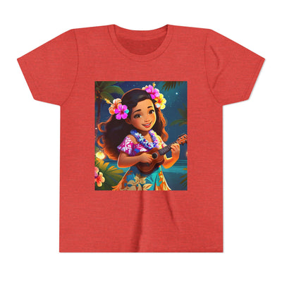 Hawaiian Melody Youth Tee, Tropical Short Sleeve Shirt, Fun Summer Kids Top, Vacation Outfit, Luau Party Wear