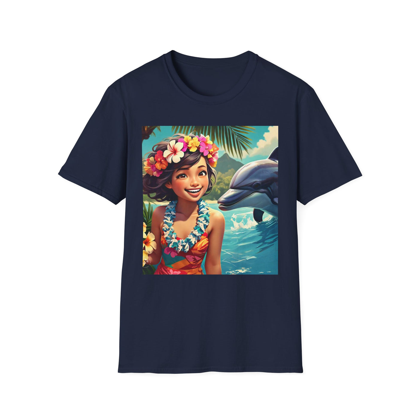 Tropical Dolphin Graphic Tee | Relaxed Vibe, Vacation Wear, Beach Party, Gift for Nature Lovers, Summer Fun
