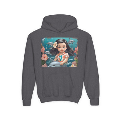 Dolphin Dreams Youth Hoodie - Cute Character Design, Perfect for Gifts, Kids Clothing, Ocean Vibes, Seasonal Wear