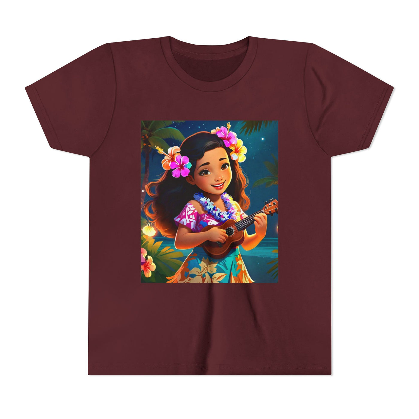 Hawaiian Melody Youth Tee, Tropical Short Sleeve Shirt, Fun Summer Kids Top, Vacation Outfit, Luau Party Wear