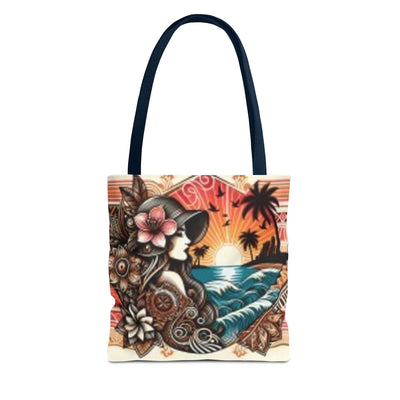 Tote Bag — Tropical Sunset Polynesian Floral Wave Design