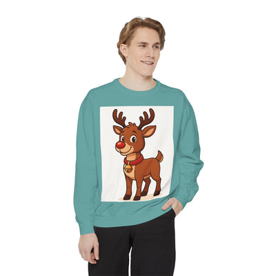 Reindeer Graphic Sweatshirt – Cute Cartoon Rudolph Christmas Pullover