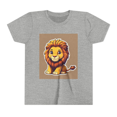 Cute Lion Youth Short Sleeve Tee, Kids Animal T-Shirt, Birthday Gift, Kids Apparel, Zoo Theme Shirt, Playful Lion Print