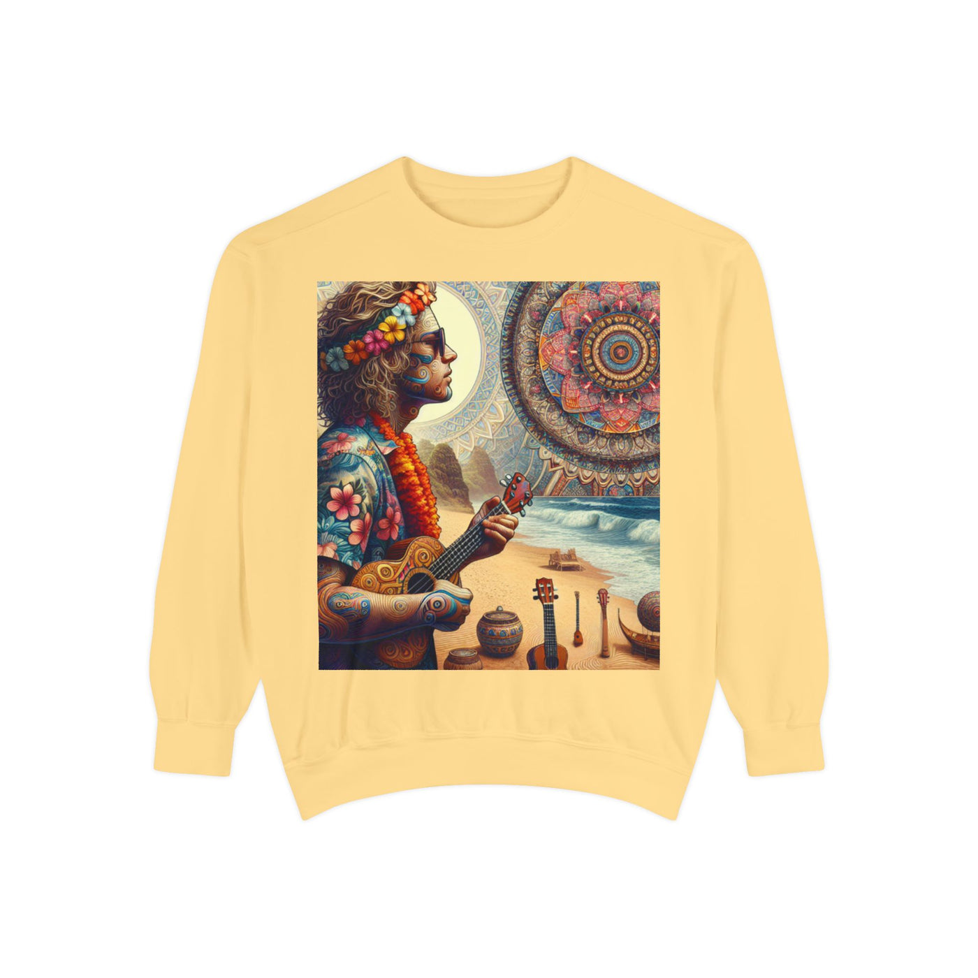 Bohemian Spirit Sweatshirt - Vibrant Garment-Dyed Hoodie, Casual Wear, Festival Style, Gift for Yogis, Artsy Vibes