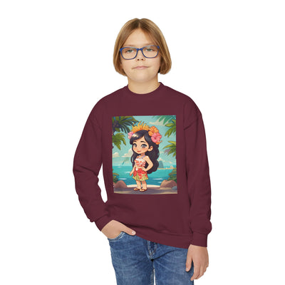 Hawaiian Hula Girl Youth Crewneck Sweatshirt