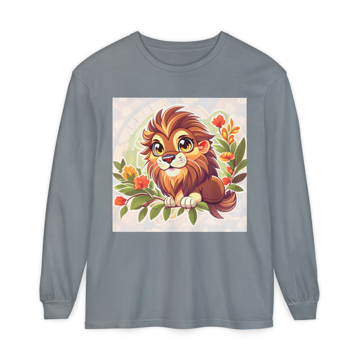 Adorable Lion Graphic Long Sleeve T-Shirt, Animal Lover Tee, Cute Gift for Kids & Toddlers, Birthday & Holiday Apparel, Nature Theme