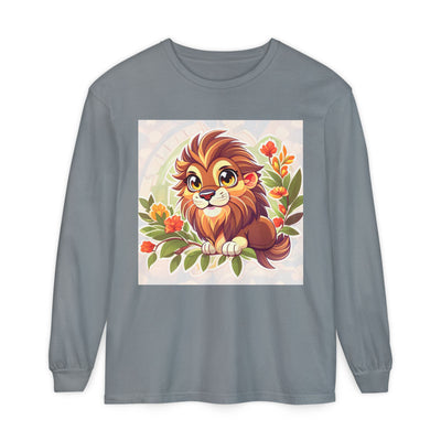 Adorable Lion Graphic Long Sleeve T-Shirt, Animal Lover Tee, Cute Gift for Kids & Toddlers, Birthday & Holiday Apparel, Nature Theme