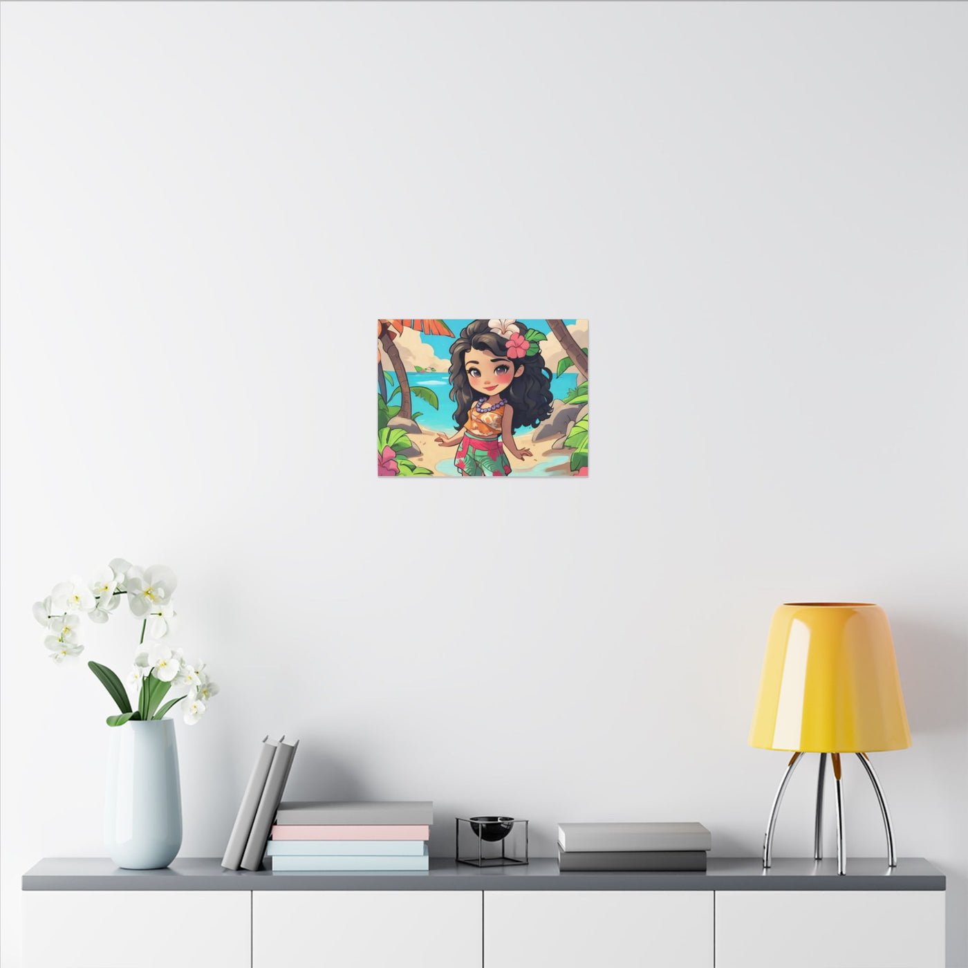 Tropical Girl Beach Canvas — Cute Hawaiian Island Wall Art