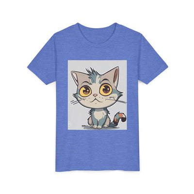 Cute Cartoon Cat Youth Tee, Kids T-Shirt, Cat Lover Gift, Fun Graphic Tee, Birthday Present, Animal Shirt