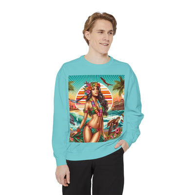 Tropical Vibe Sweatshirt - Beachy Casual Wear, Summer Outfits, Holiday Gift, Beach Lover Apparel, Colorful Graphic Design