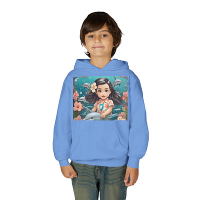 Dolphin Dreams Youth Hoodie - Cute Character Design, Perfect for Gifts, Kids Clothing, Ocean Vibes, Seasonal Wear