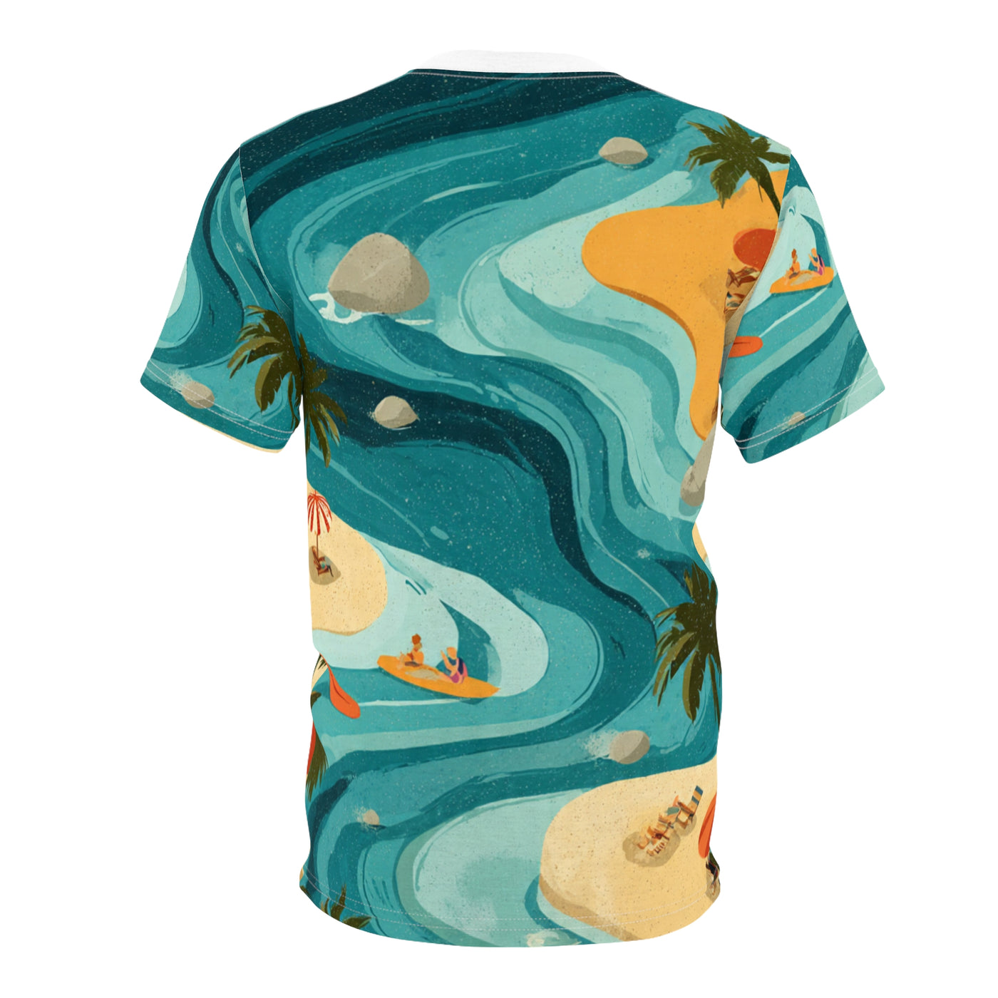 Tropical Beach Waves All-Over Print Tee