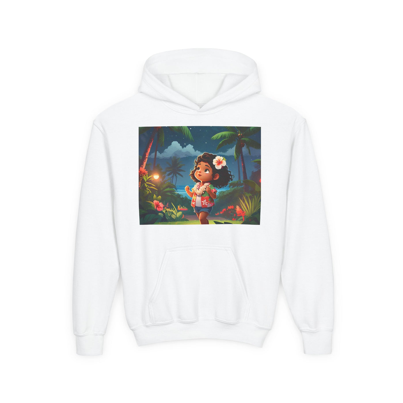 Children's Adventure Hoodie featuring Enchanted Island Scene, Cozy Sweatshirt for Kids, Perfect for Play, Gifts, and Camping