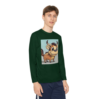 Kids Long Sleeve Tee — Cute Cartoon Bull Graphic