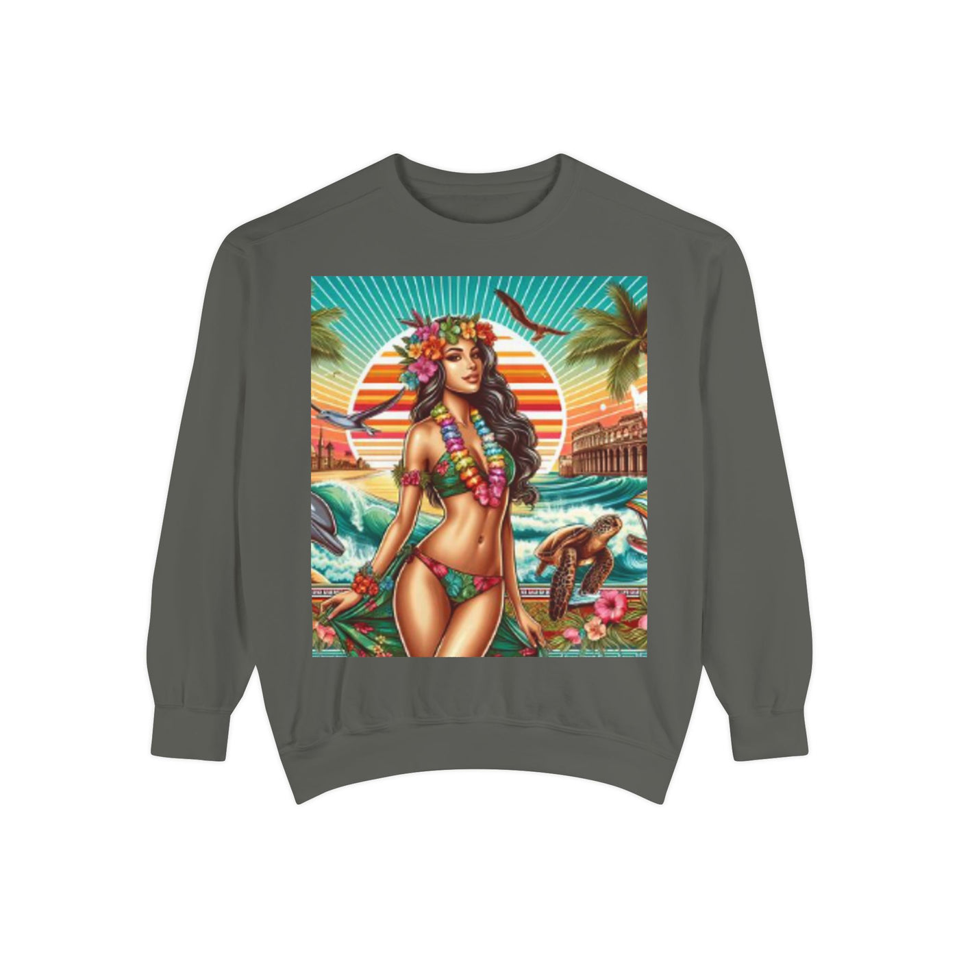 Tropical Vibe Sweatshirt - Beachy Casual Wear, Summer Outfits, Holiday Gift, Beach Lover Apparel, Colorful Graphic Design
