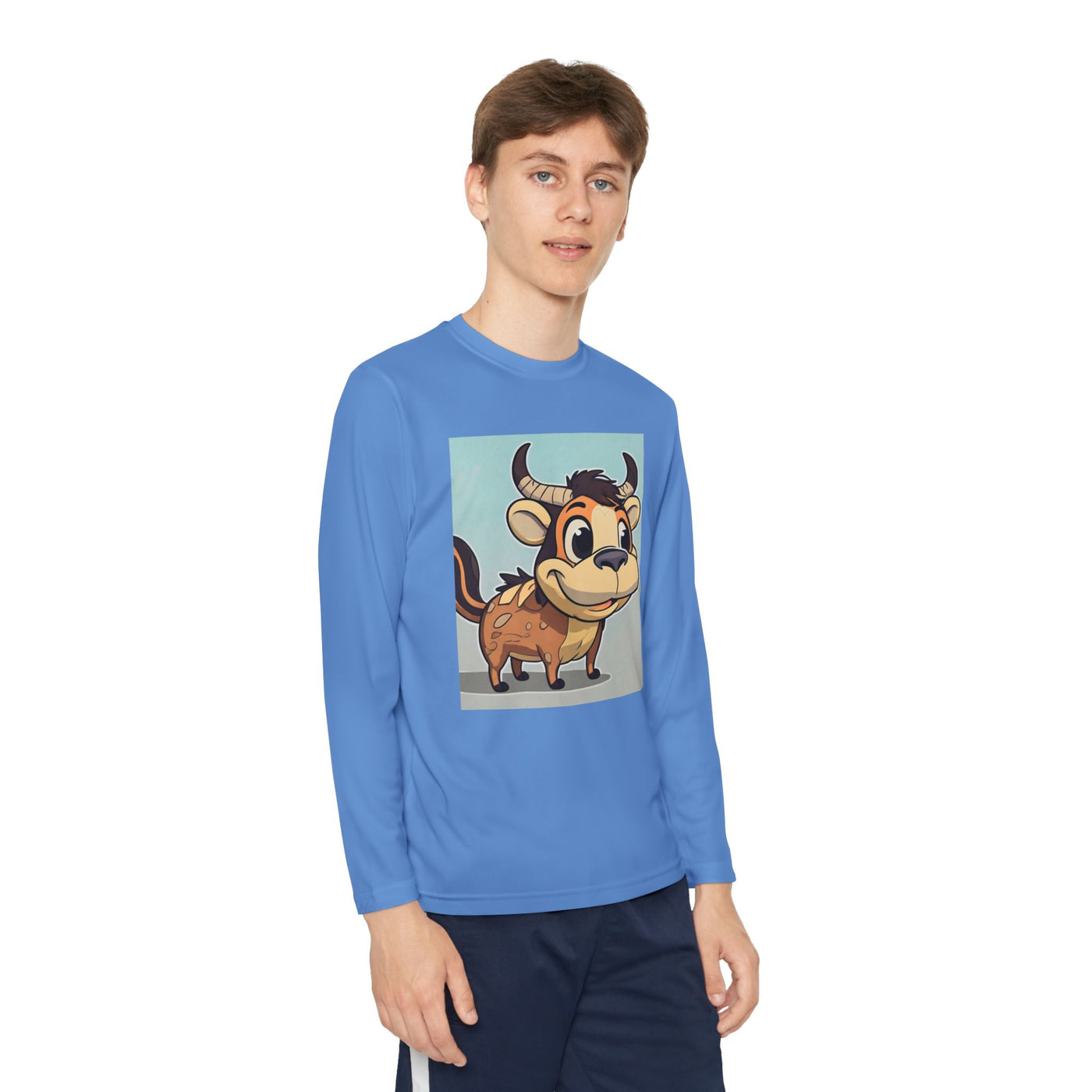 Kids Long Sleeve Tee — Cute Cartoon Bull Graphic